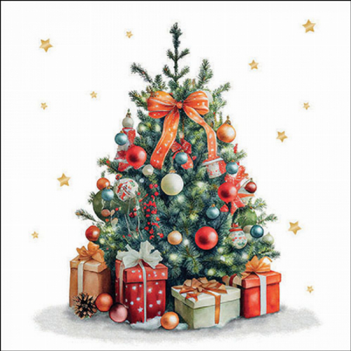 Dekorierter Weihnachtsbaum  - Servietten 33x33cm