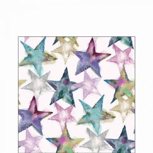Wasserfarben Sterne  - Servietten 25x25cm
